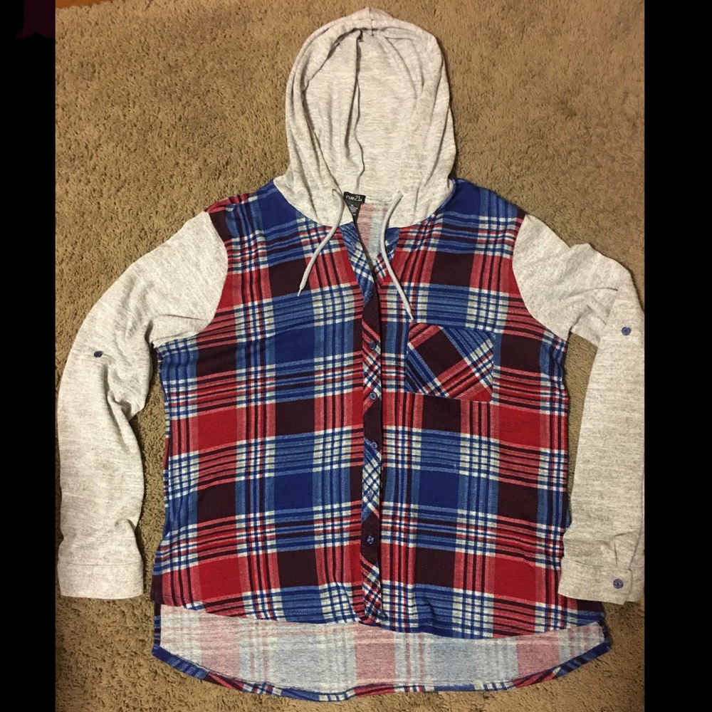 Red/Blue Plaid Hoodie